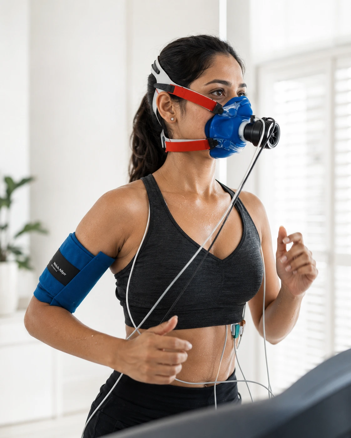 Female client undergoing a clinical-grade VO₂max assessment as part of the ODDS Longevity baseline.